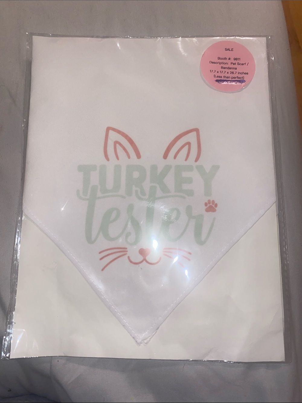 Turkey Tester Pet Bandana - White with Pastel Print